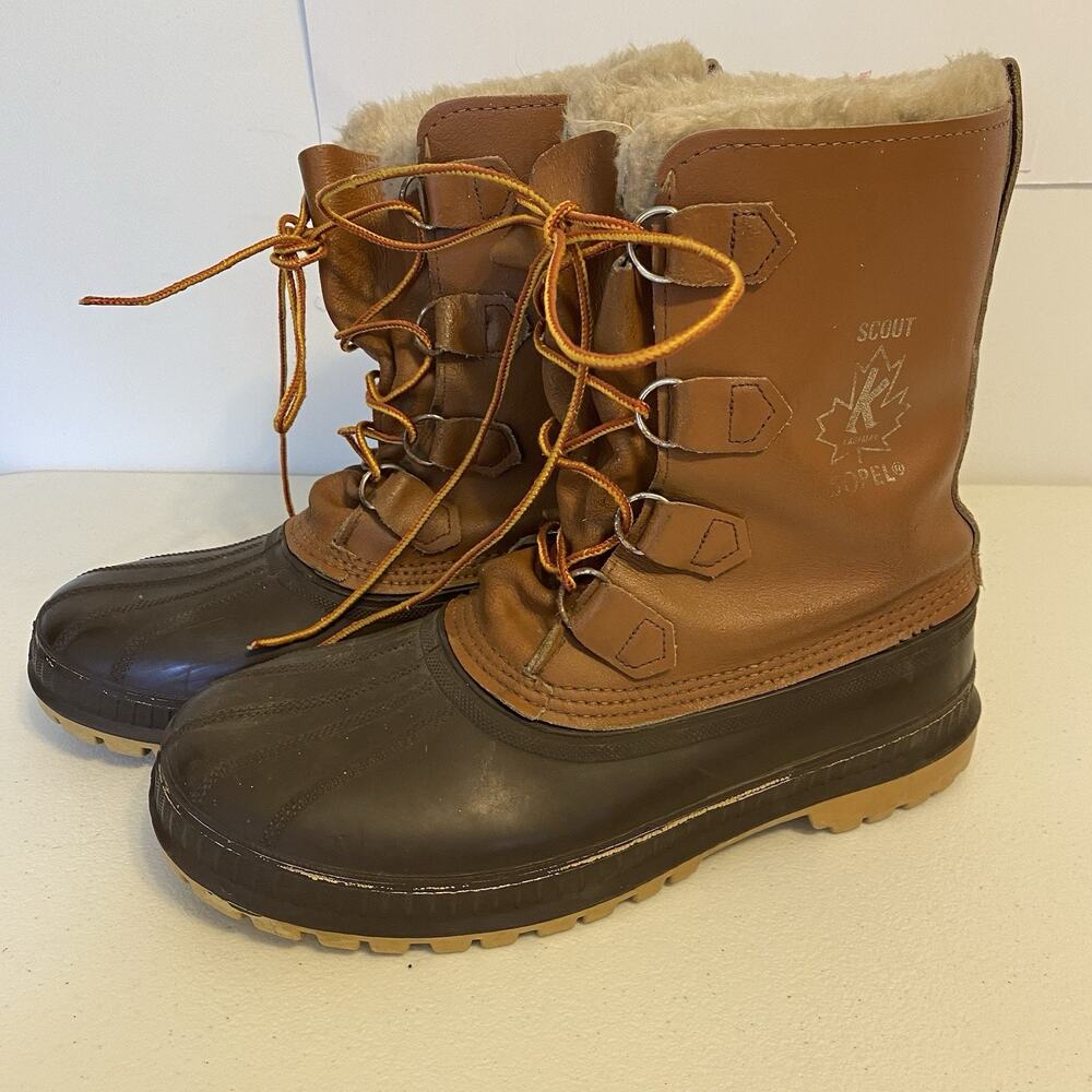 Sorel Scout Boots Men 10US Brown Leather Duck Winter Snow Wool Insulated LaceUp - Picture 6 of 12